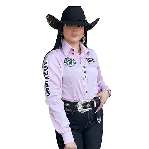 Camisa Country Feminina Cowboy 120x Bordada Manga Longa