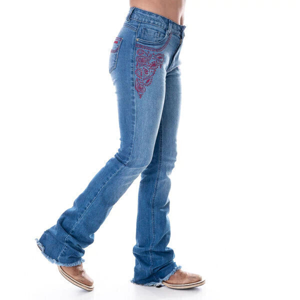 CALÇA JEANS FEMININA TEXAS FARM - 1058 -VIVID VINHO