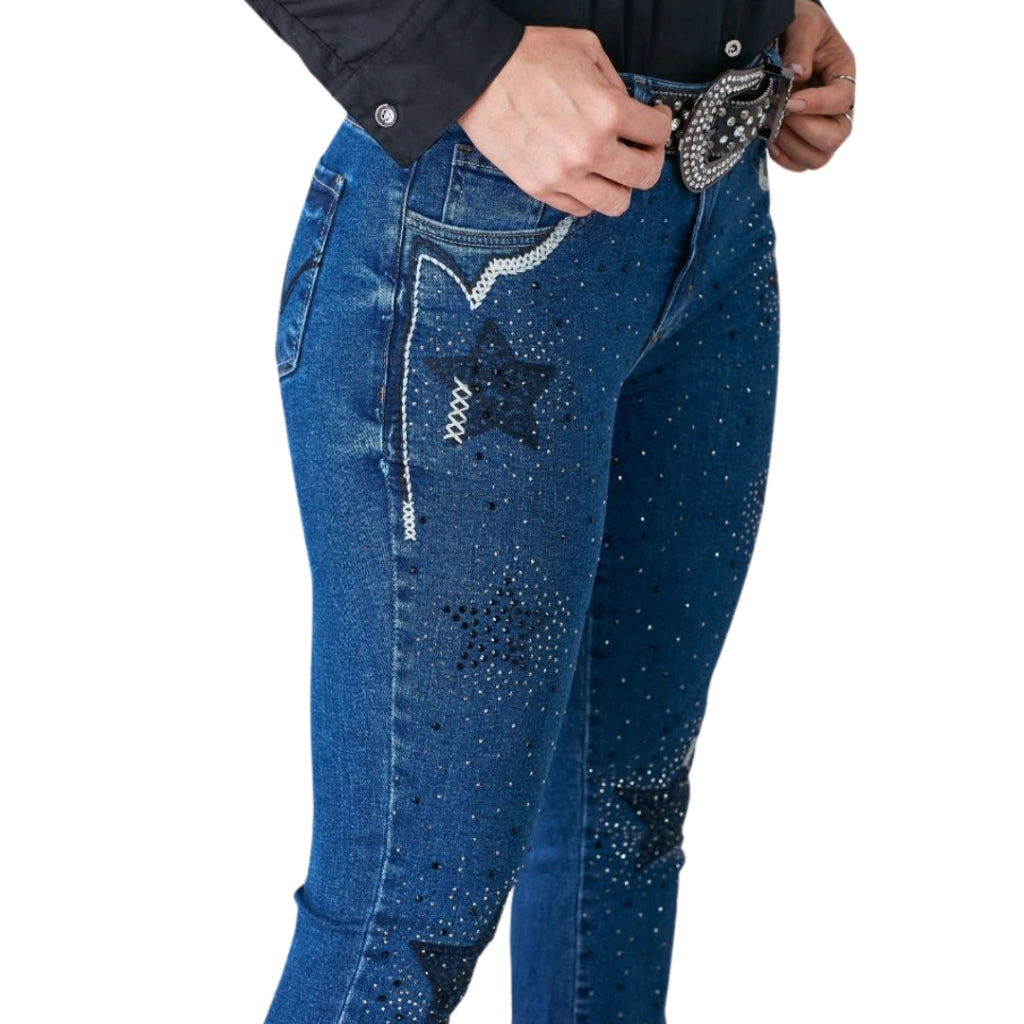 CALÇA MINUTY JEANS FEMININA FLARE - 1693 - BRILHO ESTRELAS