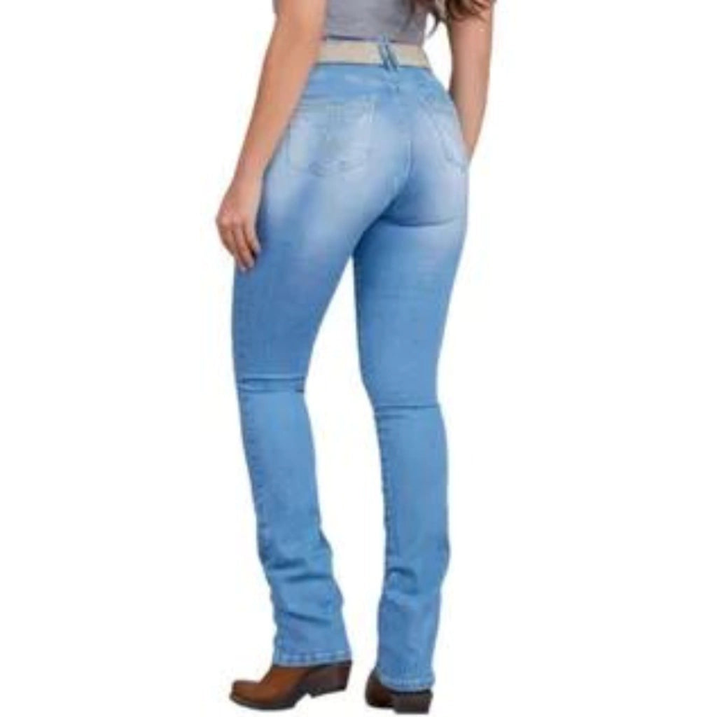 CALÇA JEANS FEMININA MINUTY - 918 - BOOT CUT BORDADA