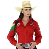 Camisão Country Radade Feminina Bordada Bandeira Peão