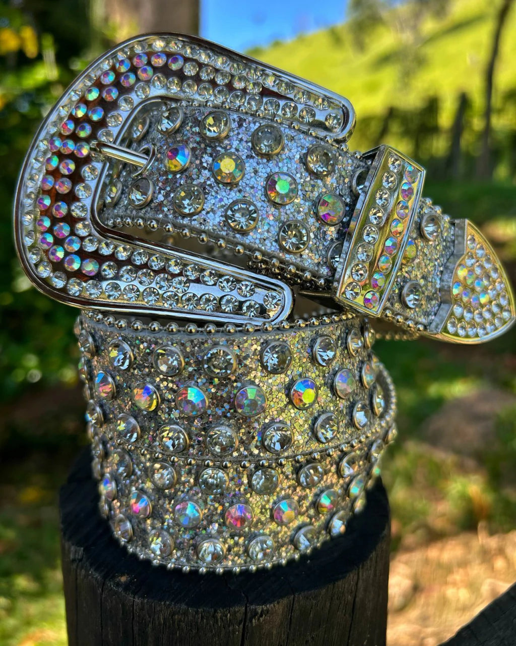 Cinto Country prata brilho Rodeo Glitter