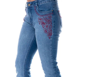 CALÇA JEANS FEMININA TEXAS FARM - 1058 -VIVID VINHO