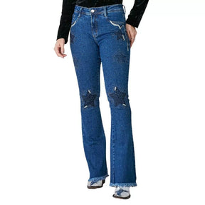 CALÇA MINUTY JEANS FEMININA FLARE - 1693 - BRILHO ESTRELAS