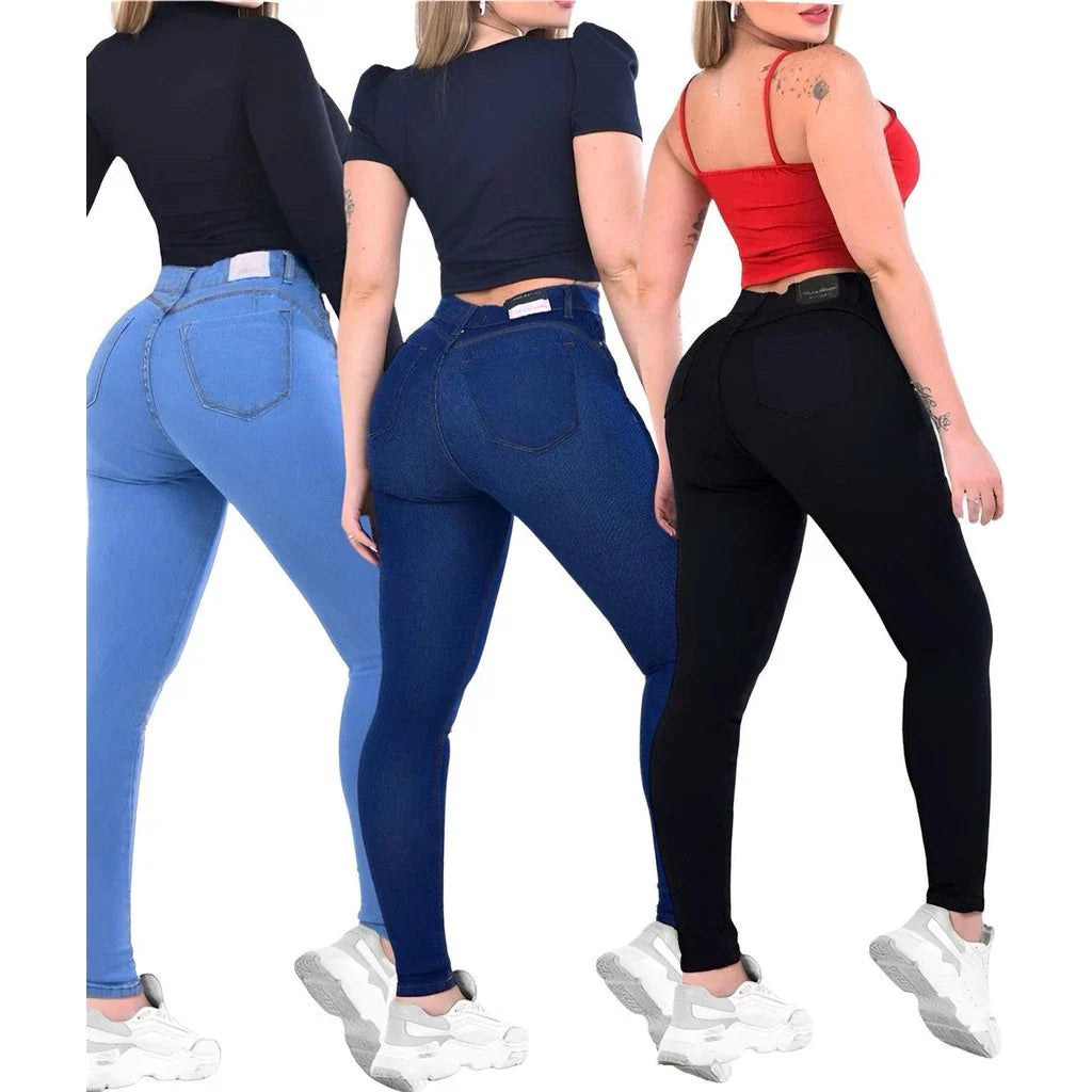 Kit 3 Calça Jeans Lycra Feminina